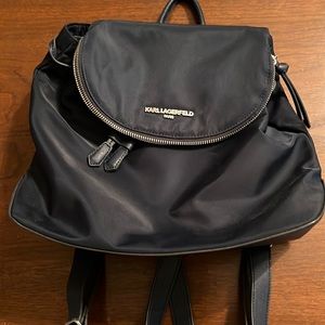Karl Lagerfeld CARA drawstring backpack navy blue nylon